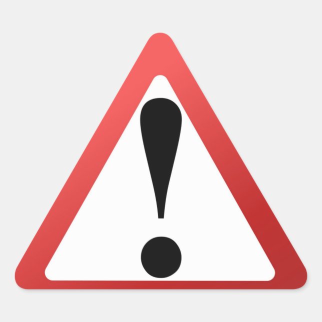 Sticker Triangulaire Avertissement d'exclamation rouge, noir et blanc (Devant)