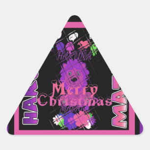 Sticker Triangulaire Baby pink Beautiful Merry Christmas Hakuna Matata