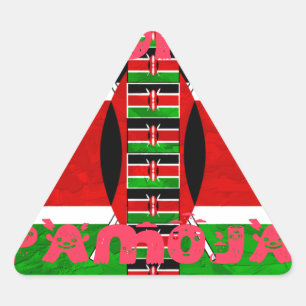 Sticker Triangulaire Beau drapeau du Kenya Tuko Pamoja Inspirational