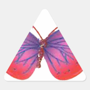 Sticker Triangulaire Beau papillon rouge Extraordinaire rose et violet