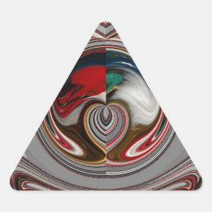 Sticker Triangulaire Beaux Coeurs de Noël Fêtes Couleurs de saison