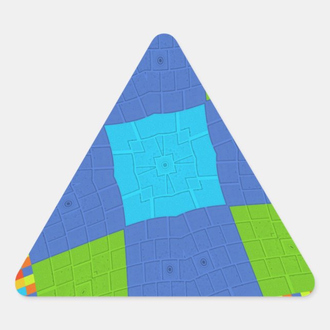 Sticker Triangulaire Belle Extraordinaire Vert Bleu Cyan Art Design d'i (Devant)