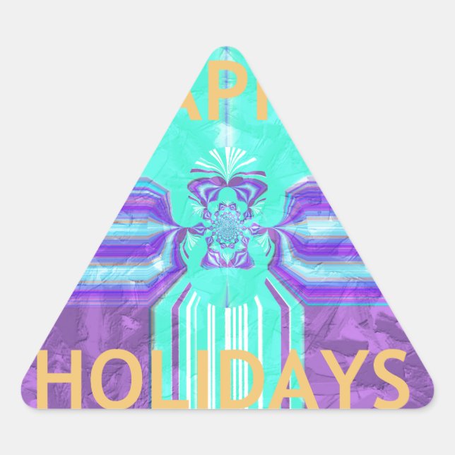 Sticker Triangulaire Belle Happy Holidays Blue Cyan conception vectorie (Devant)