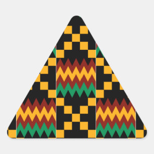 Sticker Triangulaire Black, Green, Red, et Yellow Kente Cloth