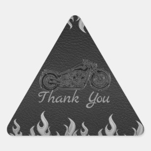Sticker Triangulaire Black Leather Silver Chrome Motorcycle Party
