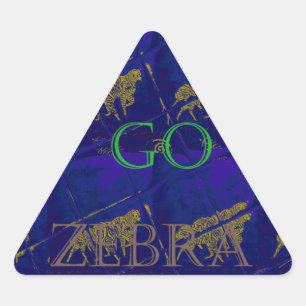 Sticker Triangulaire Bleu français "Let's Go Zebra" Abstrait