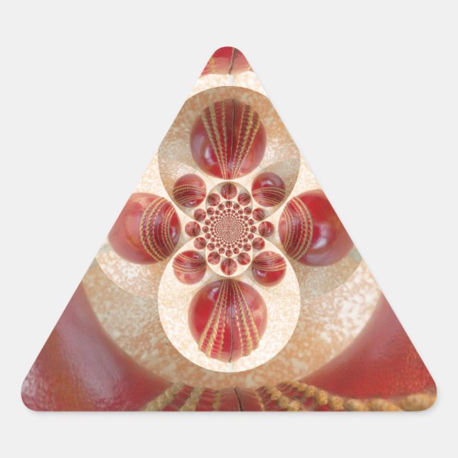 Sticker Triangulaire Boules de cricket rouge Art Abstrait Design d'impr (Devant)