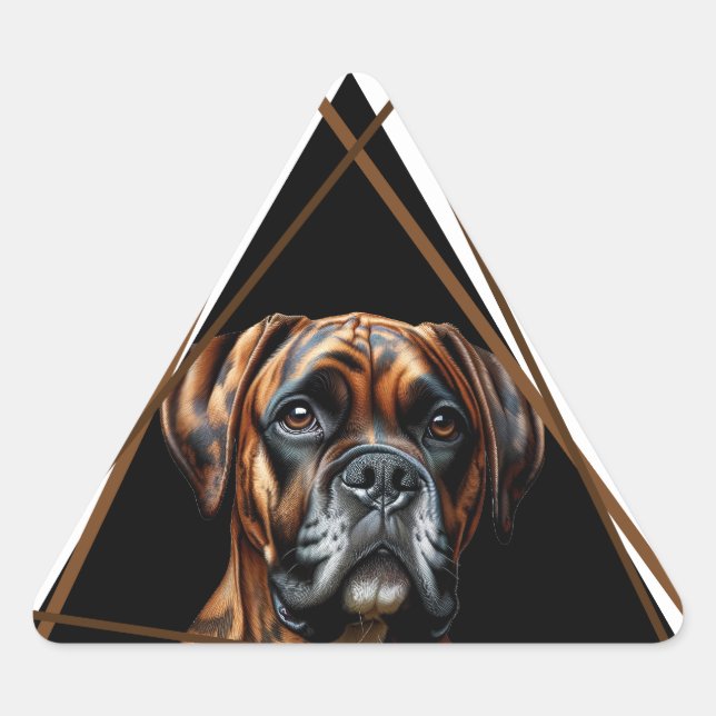 Sticker Triangulaire Boxe Brown et noire Brindle Lab Chien (Devant)