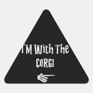 Sticker Triangulaire Cadeau Corgi   Je suis avec le costume d'Halloween