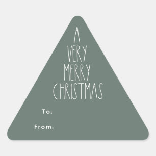 Sticker Triangulaire Cadeau de Noël Boho vert