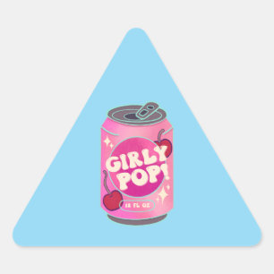 Sticker Triangulaire Canette de soda cerise Girly Pop Rose rétro Y2K