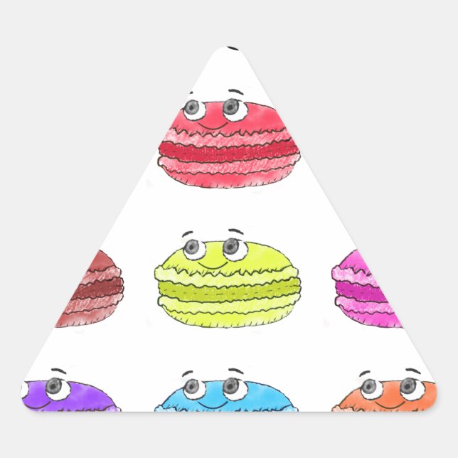Sticker Triangulaire Caricature des Macarons (Devant)