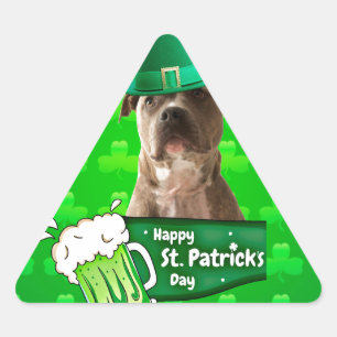 Sticker Triangulaire Casquette de la Saint-Patrick Jour du Chien à Taur