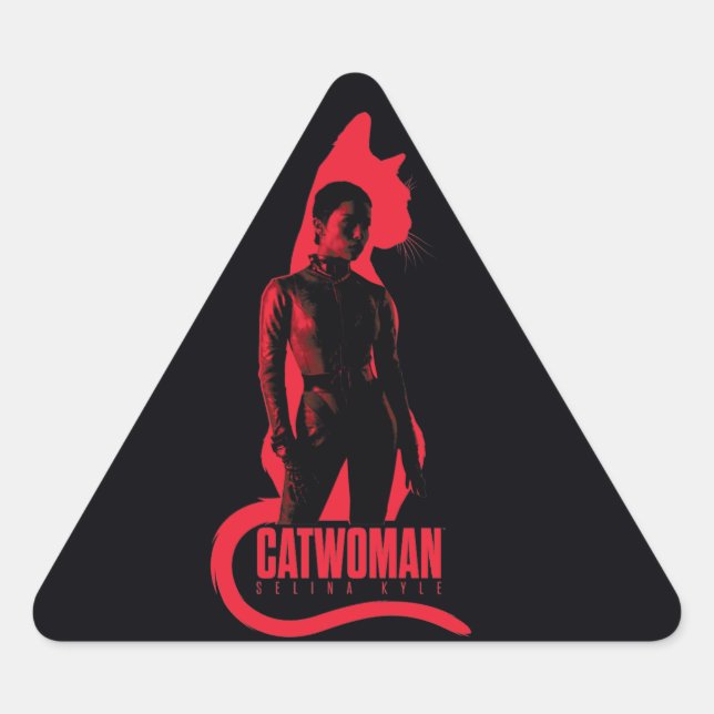 Sticker Triangulaire Catwoman Selina Kyle Chat Silhouette (Devant)