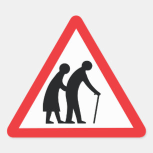 Sticker Triangulaire CAUTION Personnes ÂGÉES - VOYAGE UK