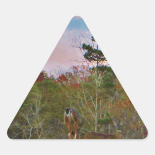 Sticker Triangulaire Cerf avec ciel bleu rose