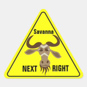 Sticker Triangulaire Certains Gnu Stuff_road sign_Savanna Suivant à dro