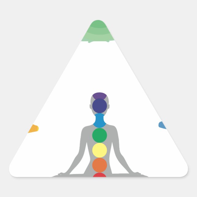 Sticker Triangulaire Chakra 7 couleurs aura chi prana yogi yogi lotus (Devant)