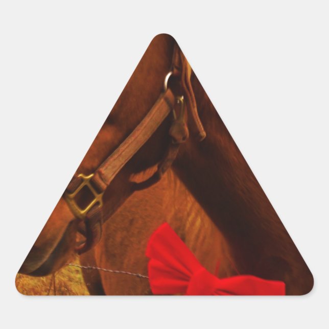 Sticker Triangulaire Cheval avec Bow rouge (Devant)