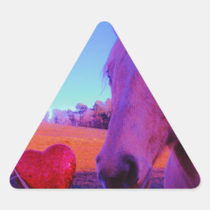 Sticker Triangulaire Cheval Brown et Coeur Rouge