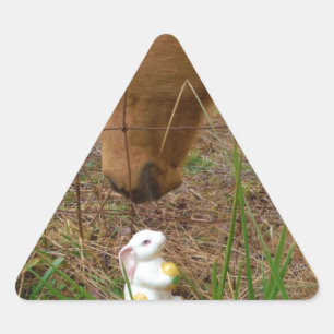 Sticker Triangulaire cheval et fleur de printemps Bunny