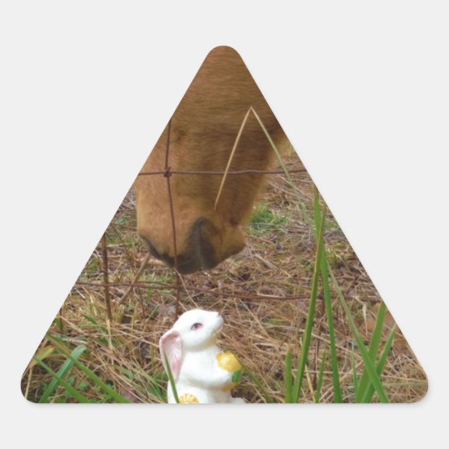 Sticker Triangulaire cheval et fleur de printemps Bunny (Devant)
