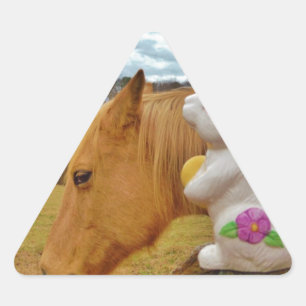 Sticker Triangulaire Cheval Jaune, Lapin De Printemps