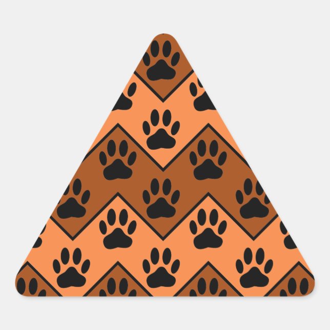 Sticker Triangulaire Chevron Orange Brown Avec Motif Paw Chien (Devant)