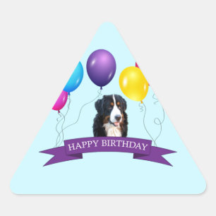 Sticker Triangulaire Chien de Montagne bernois Joyeux anniversaire