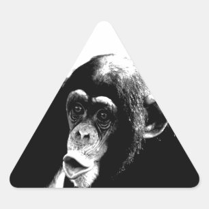 Sticker Triangulaire Chimpanzé noir blanc