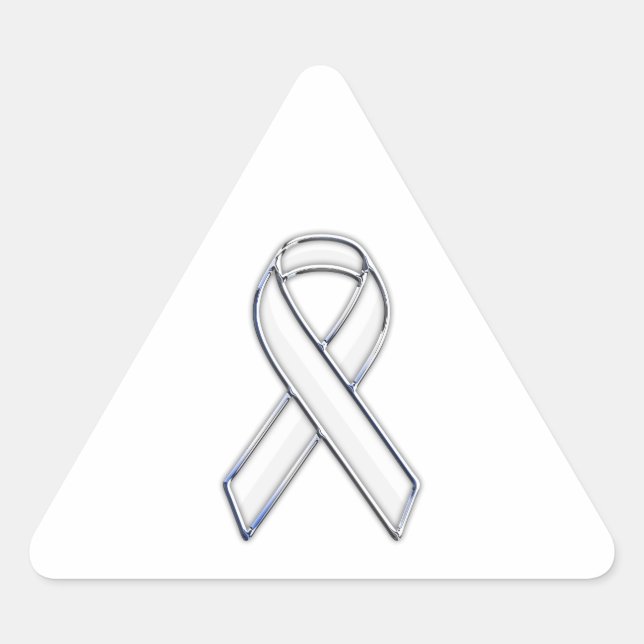 Sticker Triangulaire Chrome Style White Ribbon Awareness (Devant)