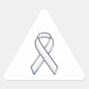 Sticker Triangulaire Chrome Style White Ribbon Awareness