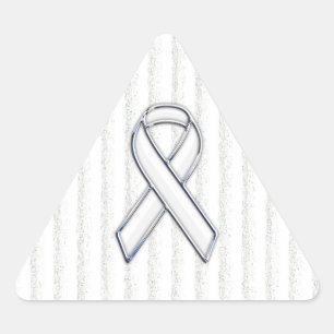 Sticker Triangulaire Chrome White Ribbon Sensibilisation sur les bandes