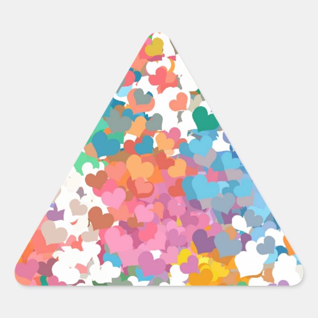 Sticker Triangulaire Coeurs Pastel Confetti (Devant)
