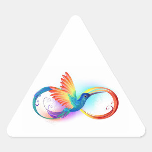 Sticker Triangulaire Colibri arc-en-ciel avec symbole Infinity