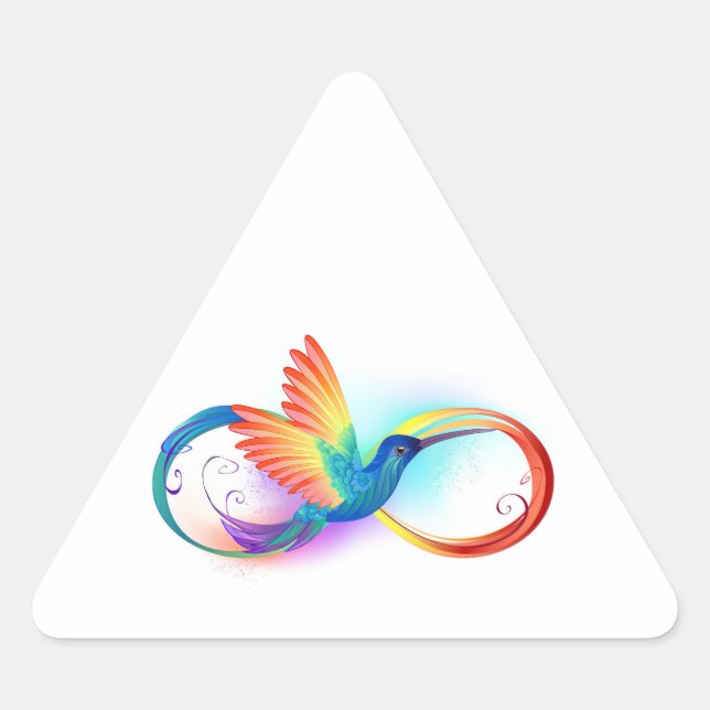 Sticker Triangulaire Colibri arc-en-ciel avec symbole Infinity (Devant)