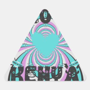 Sticker Triangulaire Coloré Kenya Love : Purple Cyan White Funny