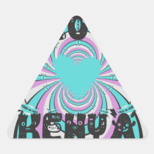 Sticker Triangulaire Coloré Kenya Love : Purple Cyan White Funny