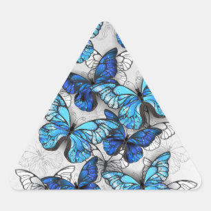 Sticker Triangulaire Composition des White and Blue Butterflies