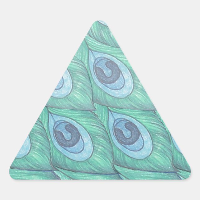 Sticker Triangulaire Conception de Motif Peacock turquoise (Devant)