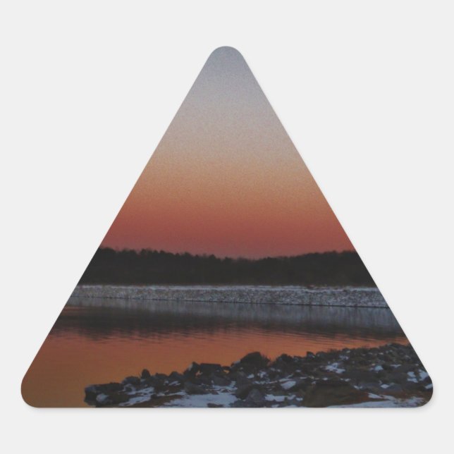 Sticker Triangulaire Coucher de soleil sur le lac Arrowhead (Devant)