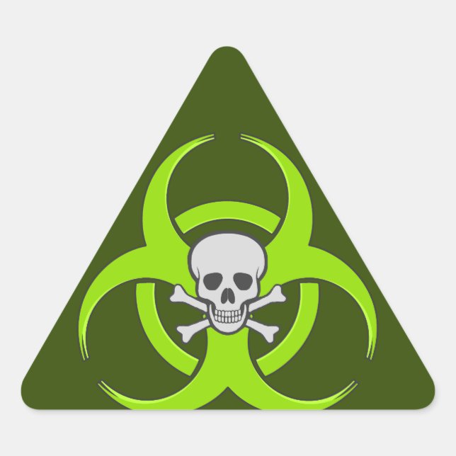 Sticker Triangulaire Crâne vert biodangereux (Devant)