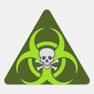 Sticker Triangulaire Crâne vert biodangereux