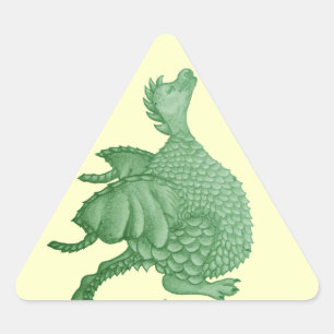 Sticker Triangulaire créature imaginaire mythique dragon vert mignon