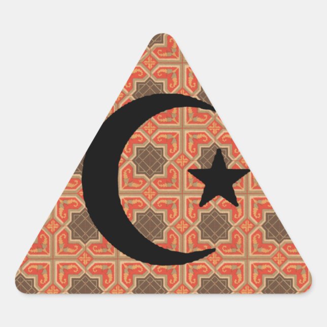Sticker Triangulaire Croissant et étoile avec Arrière - plan en mosaïqu (Devant)