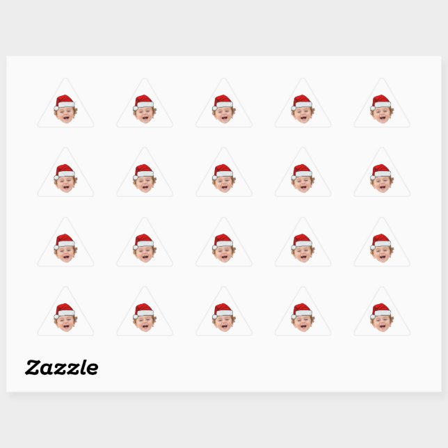 Sticker Triangulaire Custom Santa Hat Stickers, Face Photo Christmas (Feuille)