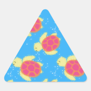 Sticker Triangulaire Cute Motif de tortue de mer