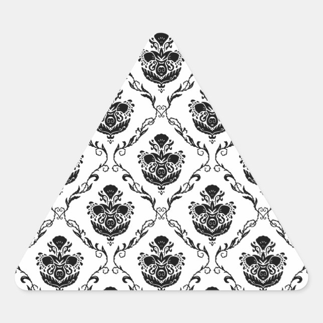 Sticker Triangulaire Damas noir traditionnel (Devant)