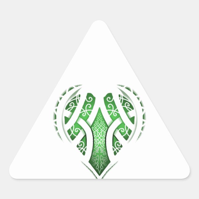 Sticker Triangulaire Design de tatouage cardiaque celtique (Devant)