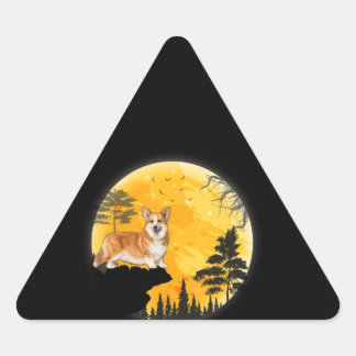 Sticker Triangulaire Don de chien | Corgi Dog Cadeaux Idées Halloween